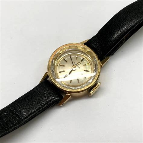 omega gold watch ladies|omega 14k gold watch women's.